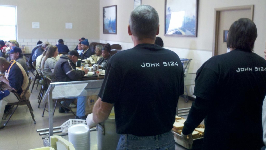 serving at a soup kitchen on New Year's Eve