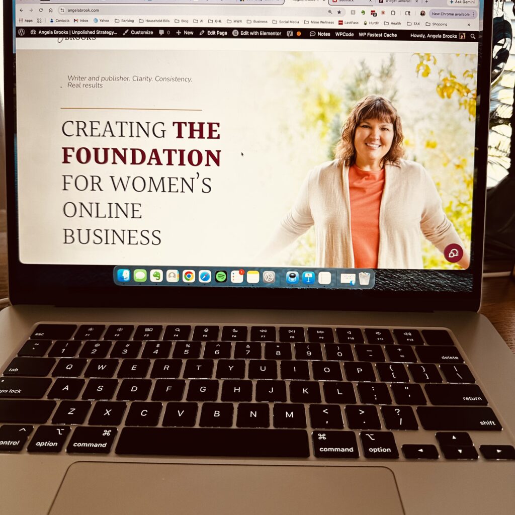 Angela Brooks sharing unpolished strategies for building a strong online business foundation for women entrepreneurs.