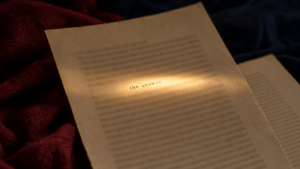 AI readability shown as a beam of light lighting up one clear answer line on a page while the dense text around it stays dark